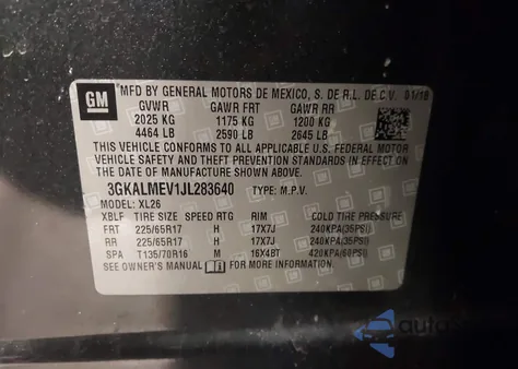 2018 GMC Terrain Sle из США, поврежденный, VIN 3GKALMEV1JL283640